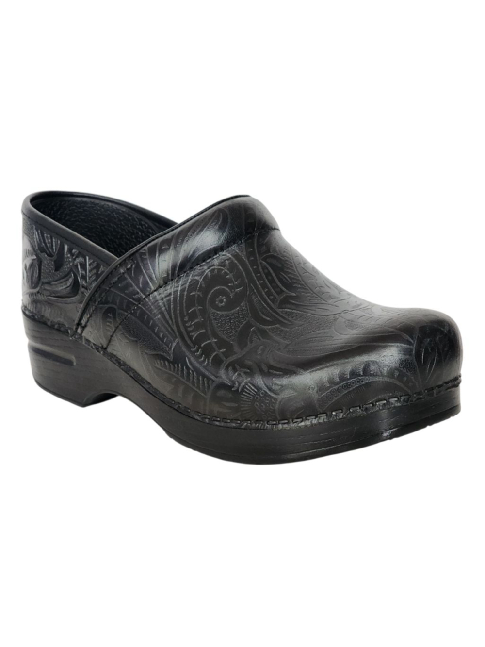 DANSKO Black Tooled Embossed Leather‎ Clogs Size 41 10.5
